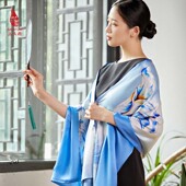 蓝泠花颜 SAINTJOY 真丝披肩 女式 PJS23004 上久楷真丝披肩