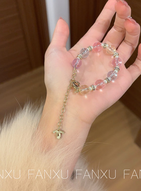 FANXU C家法式透明彩色糖果项链水晶琉璃珠手链