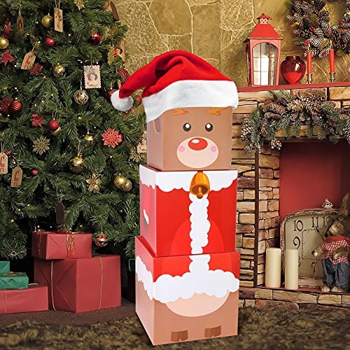 3 pieces stacking boxes christmas box decorative gift boxes