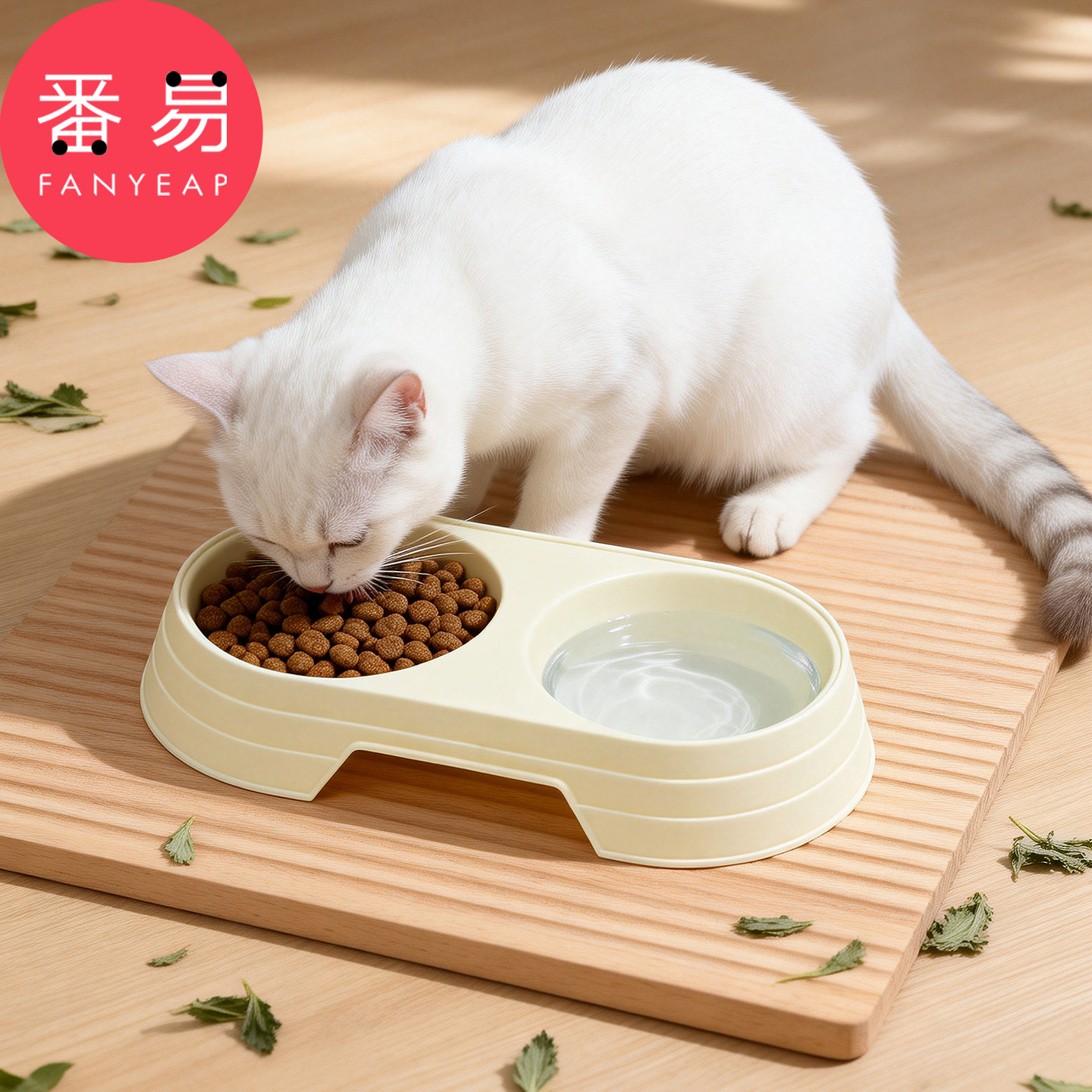 宠物碗B1pn008-猫碗水碗狗食盆猫咪饭碗双碗小狗慢食碗宠物喝水用图片