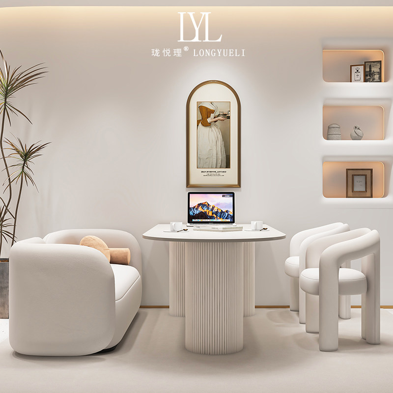 接待美甲婚纱店片区化妆选洽谈奶油组合桌椅影楼风沙发服装美容院
