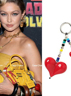 明星同款miu系多巴胺托特包包挂饰背包挂件绳爱心吊坠配饰钥匙扣