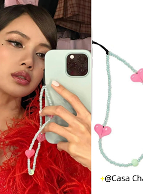 String金智妮Lisa同款爱心形手机链条防丢手腕挂绳ccd挂件高品质