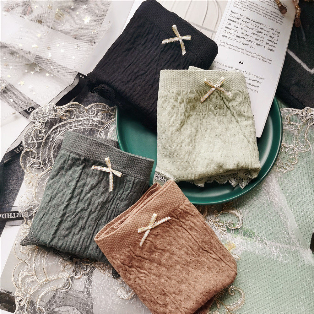 日系无缝氧气泡泡石墨烯内裤女透气中腰无痕少女性感女士三角裤