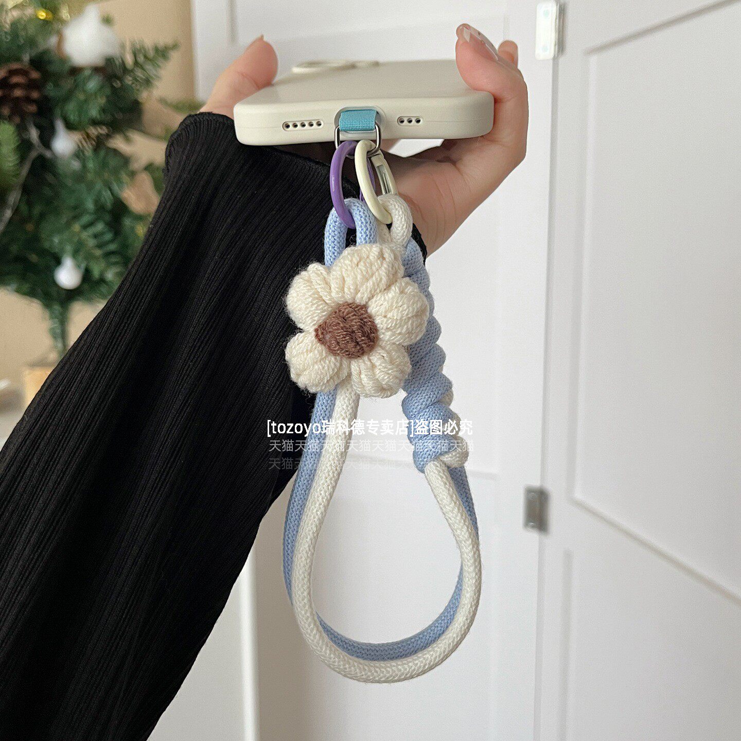 手腕款手机挂绳立体毛绒花朵秋季新品挂件手工diy编织手绳ccd相机钥匙扣包包链挂件防丢绳腕带垫片高端好看壳