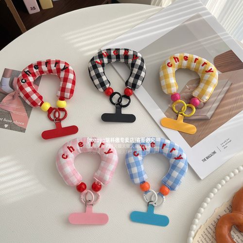 韩系小清新刺绣字母格子充棉手提