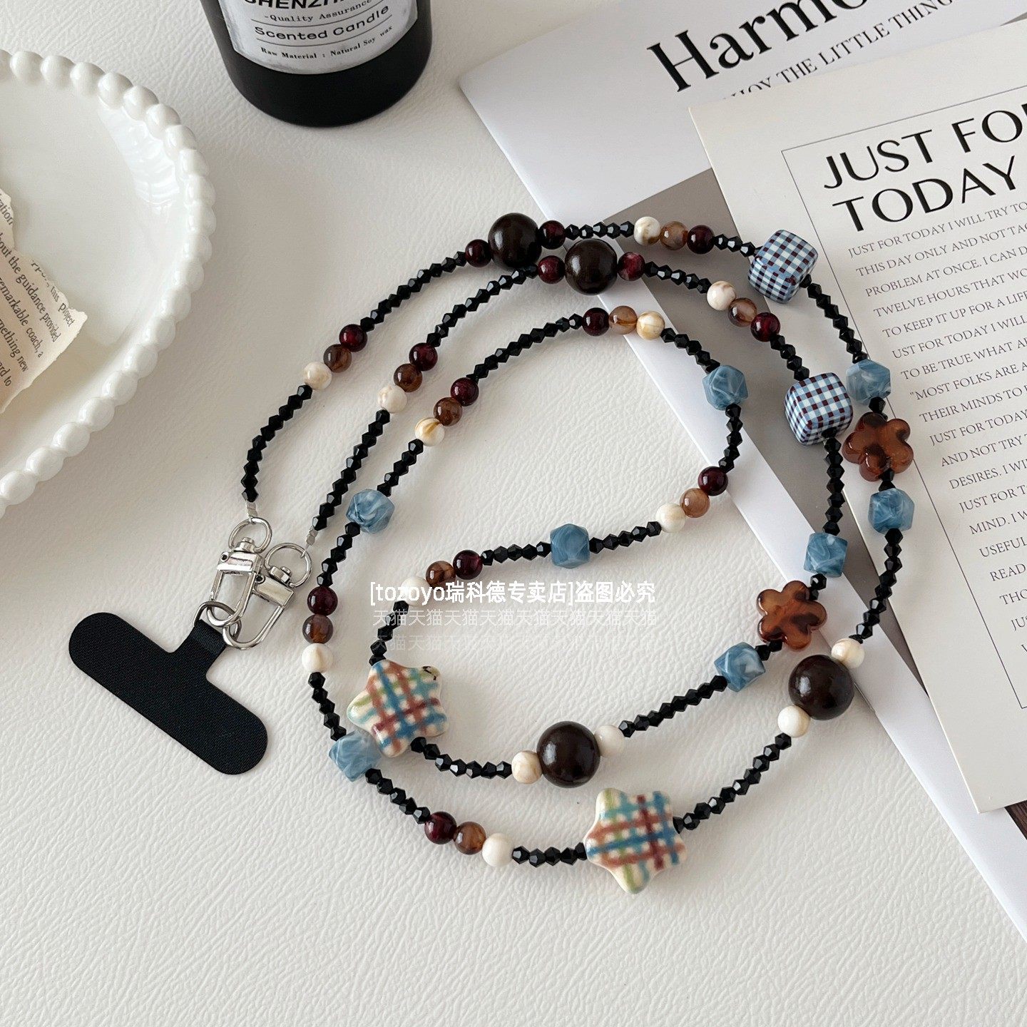 超高级手机链豹纹格纹星星韩系ins背带挂链时髦网红高端链条斜挎可