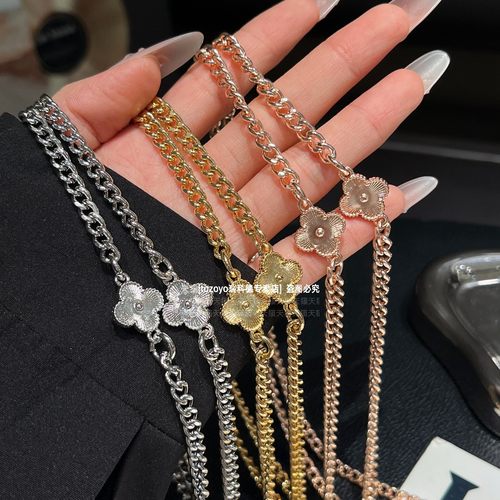 重工轻奢金属四叶草链条百搭