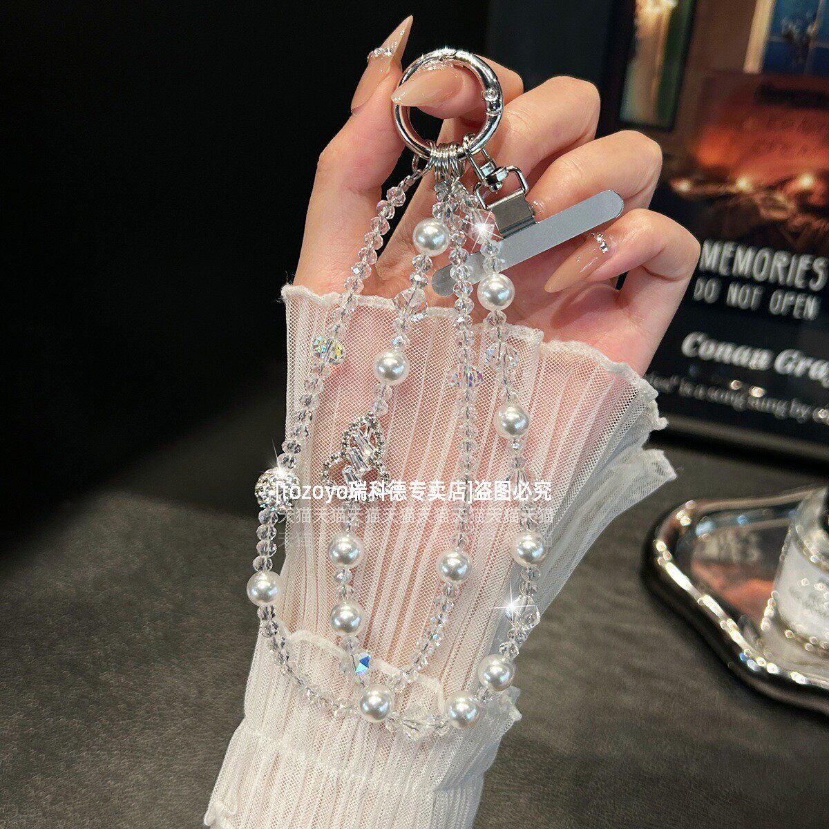 绝美巨好看手机链挂饰双层水晶珍珠手腕款挂链精致水钻葫芦链条高级漂亮串珠新款手链防丢挂绳轻奢包包挂件壳