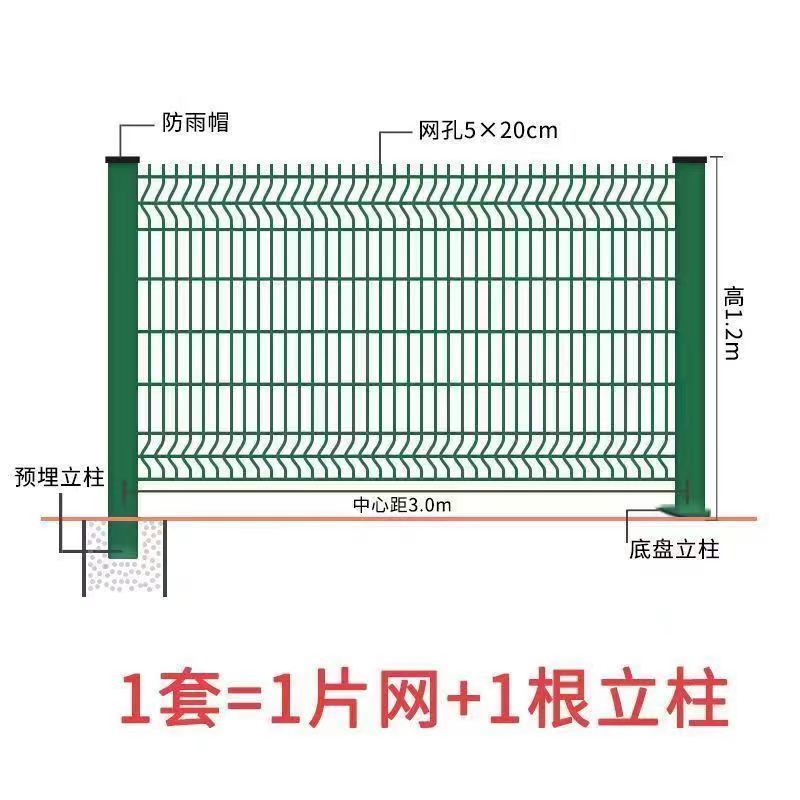 重庆桃型柱护栏网围墙铁丝网小区别墅围栏机场防护隔离网高速公路