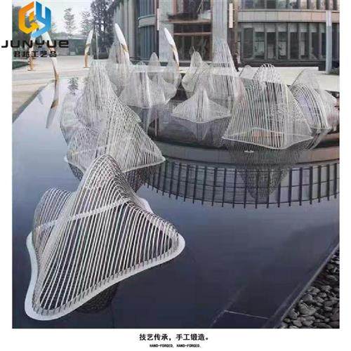 不锈钢假山摆件雕塑户外线形镂空线条装饰售楼处庭院水景景观直销