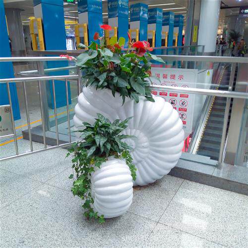 玻璃钢创意花盆海螺造型组合花钵户外园林种植池酒店落地组合花盆