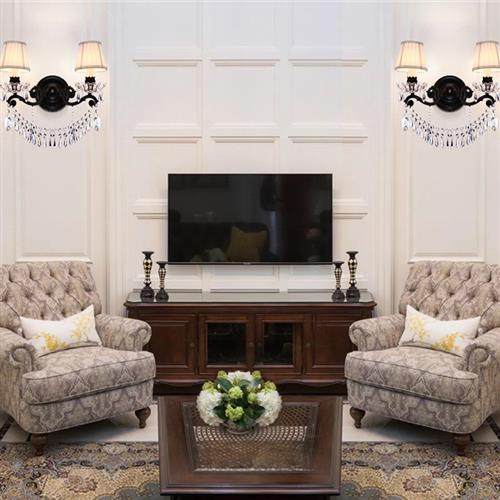 美式水晶灯欧式客厅灯简欧创意铁艺餐厅卧室吊灯奢华大气别墅灯具