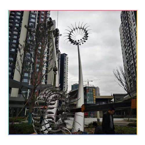 大型风动雕塑转动风车灯户外景观灯设施不锈钢风动雕塑亮化灯圆片