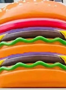 爆款网红大型仿真发光汉堡面包玻璃钢雕塑模型店门头招牌壁挂灯箱