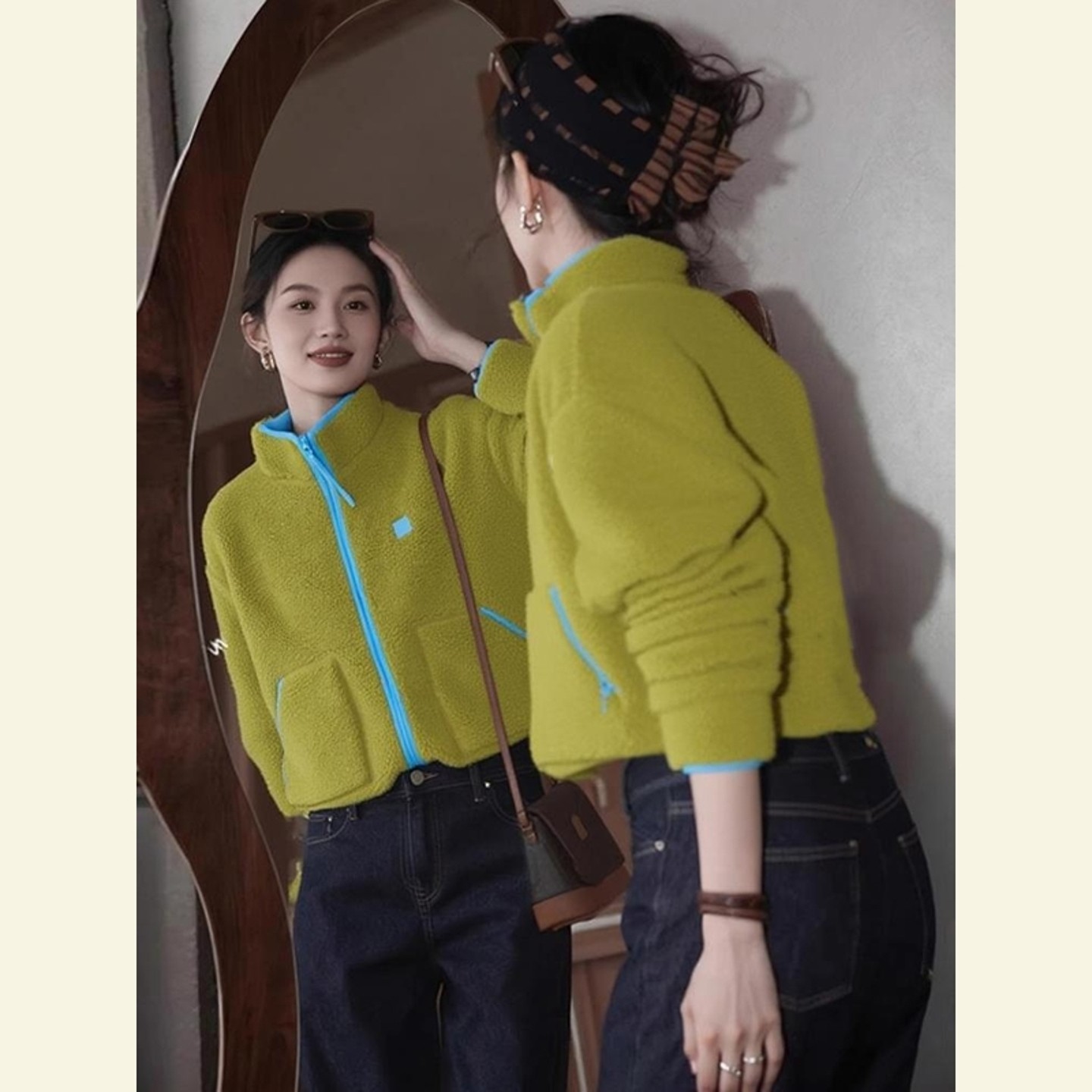 2025冬季多巴胺欧货爆款小个子独特高级感超好看绿色摇粒绒外套女,女装/女士精品,短外套,淘宝优惠券,粉丝福利购,淘宝优惠卷
