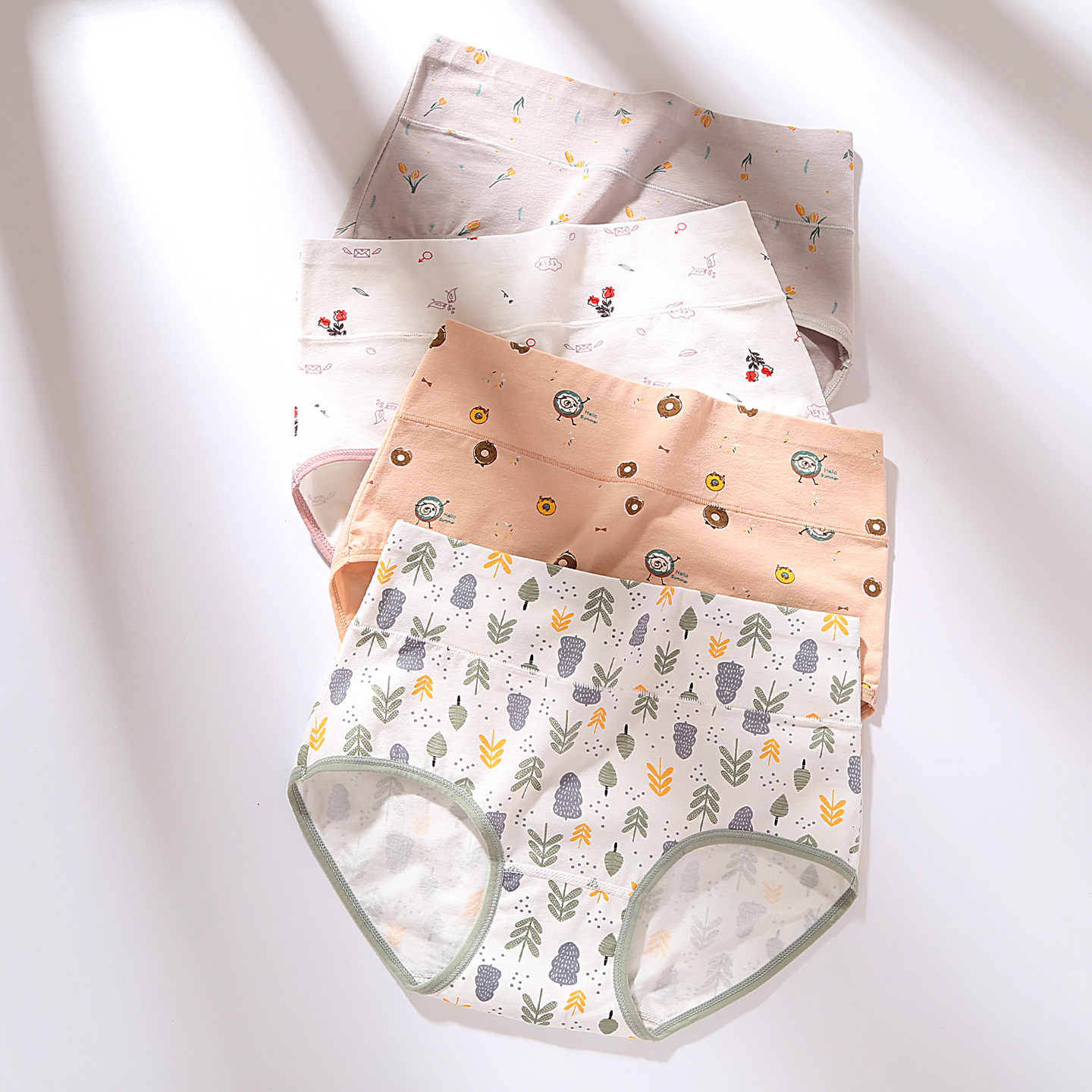 内裤女生纯棉印花高腰100%全棉裆透气包臀5A抗菌女士三角短裤新款,女士内衣/男士内衣/家居服,女三角裤,淘宝优惠券,粉丝福利购,淘宝优惠卷