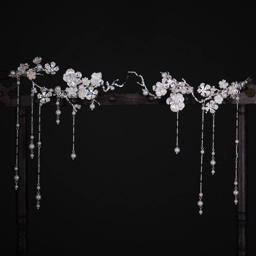 汉服全套头饰素音冰弦镀银古风头饰发夹耳挂额饰配饰中式设计女仙