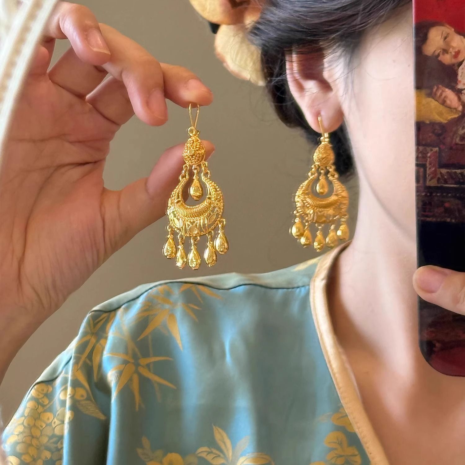 复古宫廷风金色流苏长款