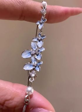 春夏渐变蓝色花朵手链小