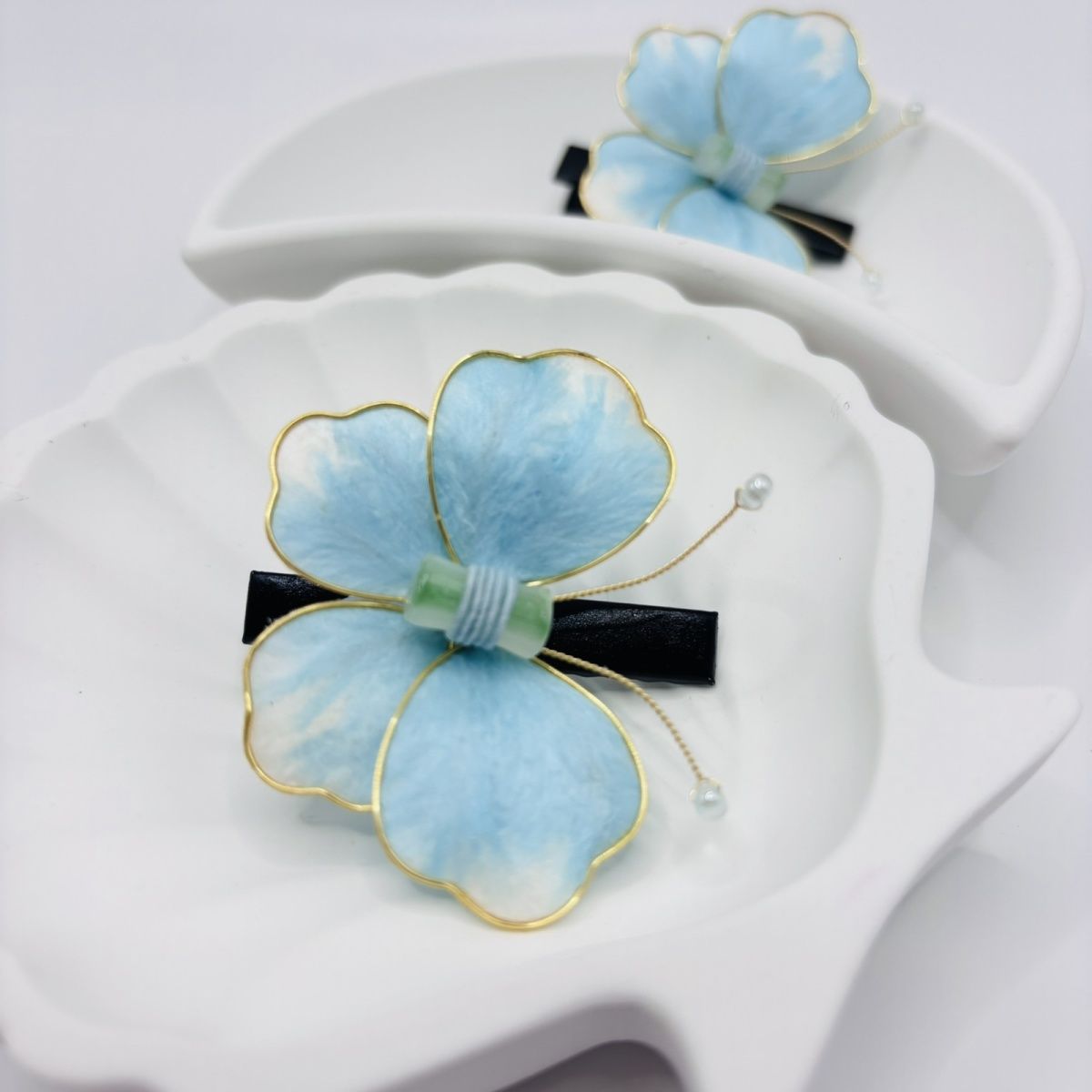 原创非遗手工掐丝绒花蝴