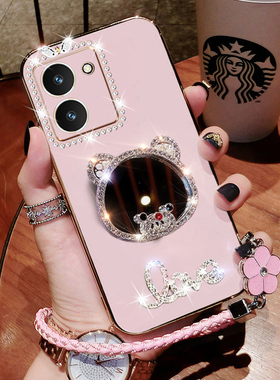 vivoY100i手机壳Y100i新款保护套V2279A硅胶补妆镜vovoy镶钻viv0新年5G防摔voy女viviy软壳voviy丫ⅴivoy外壳