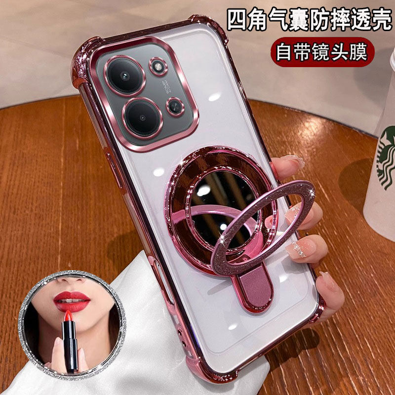 适用红米15R手机壳补妆镜小米redmi15C保护硅胶套5g镜头全包25082RNC1防摔软壳c5g女r5g新款r带支架15r高颜值