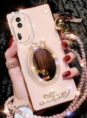 opporeno11手机壳reno11pro新款硅胶PJH110保护套镶钻5G全包opporeon曲屏防摔opopreno软壳115g补妆镜por女款