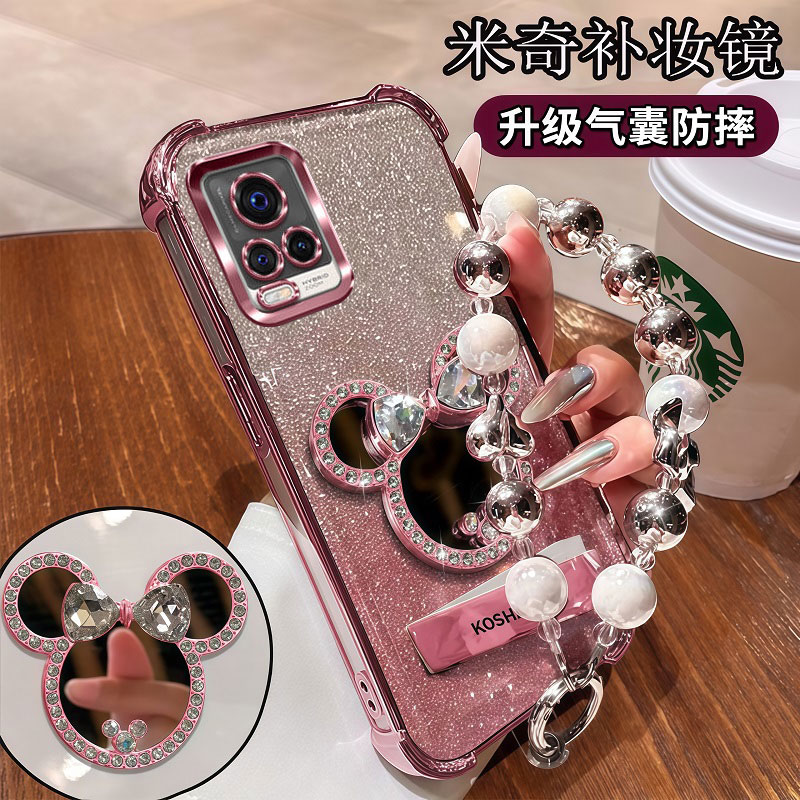 vivoS7手机壳米奇带补妆镜子