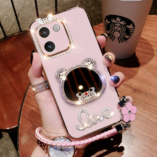 vivoY200硅胶带镜面镶钻新款