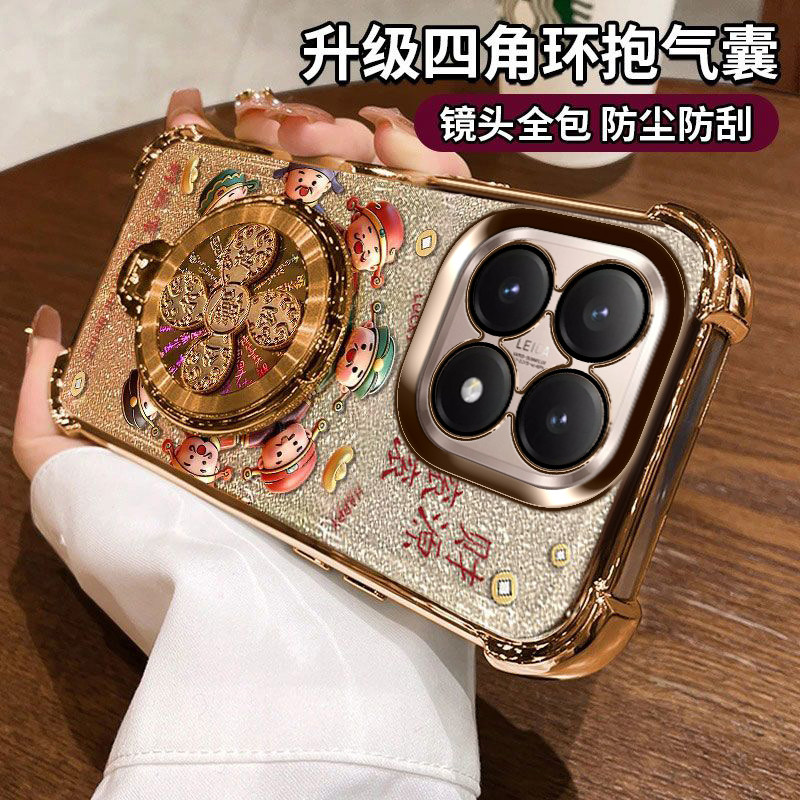 适用小米15T手机壳风生水起支架xiaomi15T pro新款保护硅胶套25069PTEBG带镜头膜5g防摔pro男女t5g香港国际版