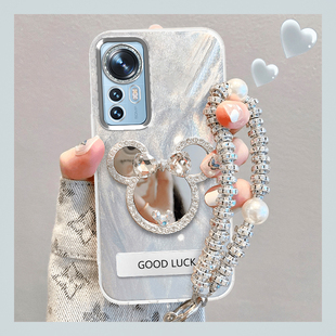 适用小米12手机壳2201123C补妆镜xiaomi12Pro保护套2201122C镜头膜全包12S硬壳2112123AC外壳手链十二por女款