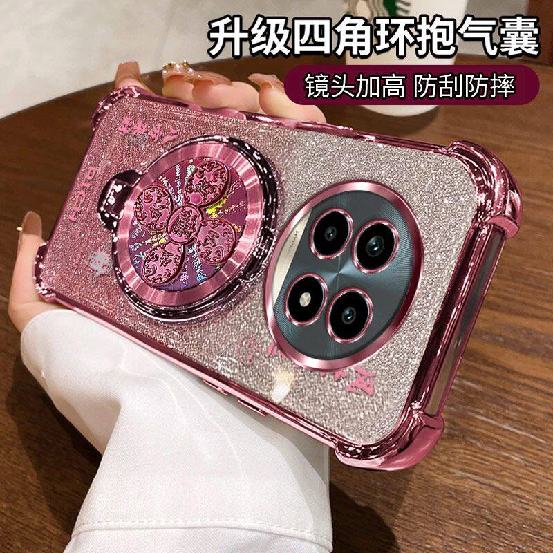 适用realme13至尊版新款硅胶真我13pro十手机壳加带支架RMX3920保护套透明3989气囊全包防摔软oppo超薄男女款