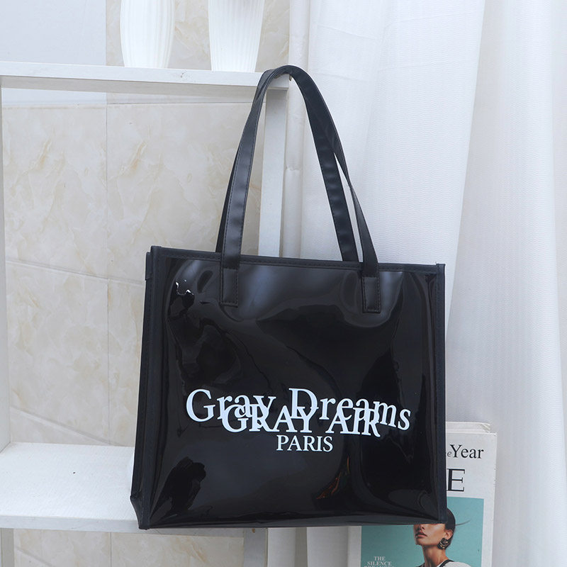 尚盈Gray Paris黑色透明防水手提袋便当饭盒袋收纳上班外出手拎包