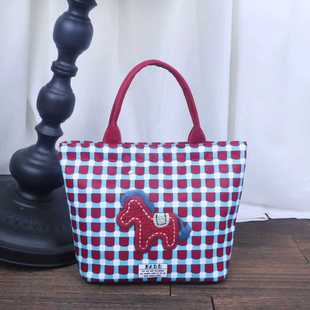 尚盈布艺小马斜纹防水布时尚外出女包上班通勤杂物饭盒收纳手提包