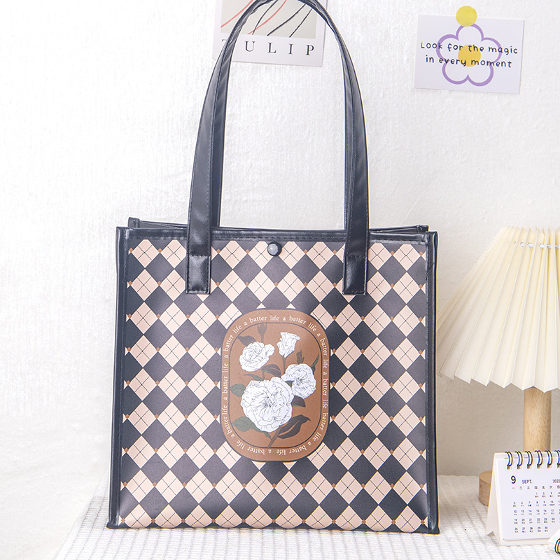 山茶花方格pe磨砂手提果冻包