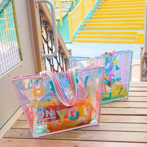 尚盈防水单肩镭射沙滩游泳果冻包