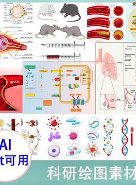 ppt医学插画器官细胞流程图片ai模板科研绘图素材png生物作图资料