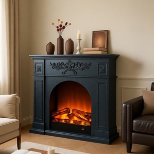 法式壁炉装饰柜复古仿真火焰电子取暖壁炉芯别墅客厅入户玄关柜
