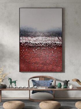 新中式简约抽象装饰画竖版红色个性客厅背景墙壁玄关走廊尽头挂画