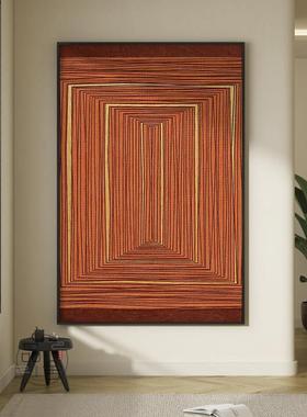 橙色线条客厅挂画北欧简约抽象几何入户玄关壁画卧室样板房装饰画