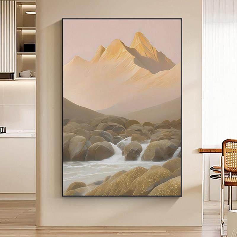 日照金山客厅装饰画奶油原木风景山水画聚宝盆沙发背景墙玄关挂画,家居饰品,现代装饰画,淘宝优惠券,粉丝福利购,淘宝优惠卷