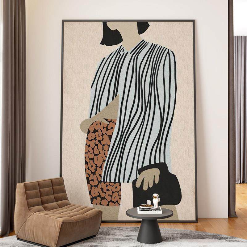 简约现代客厅装饰画艺术抽象人物沙发背景落地画竖版入户玄关挂画