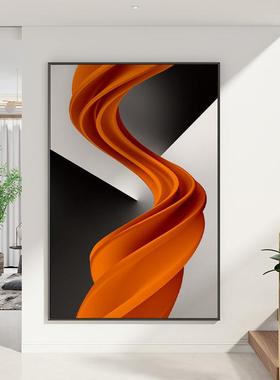 简约现代入户玄关装饰画橙色抽象艺术壁画轻奢客厅沙发墙竖版挂画