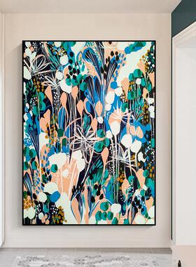 Notareart手绘油画《乱舞》花草玄关背景装饰画抽象客厅挂画轻奢