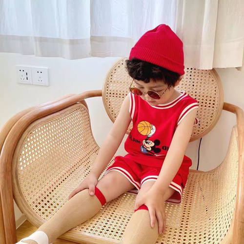 儿童无袖运动两件套男宝宝夏装帅气婴儿小童男童篮球套装夏季洋气