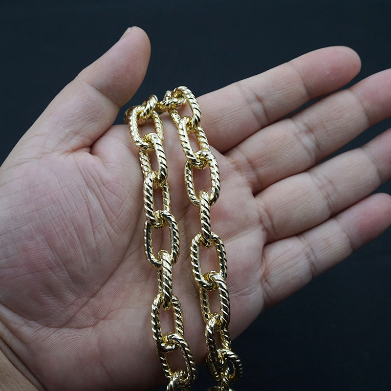 新款铝链金色压花十字链金属链条韩版时尚项链手链毛衣链装饰链子