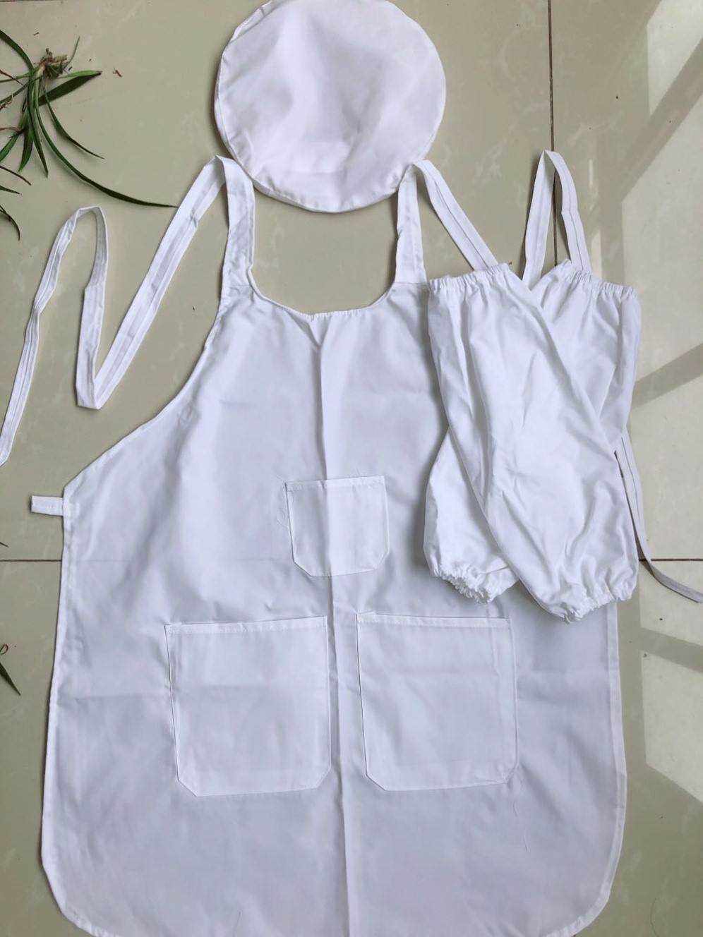 纺织厂挡车工围裙围兜涤棉不粘毛三四口袋工作服女工白色围腰专