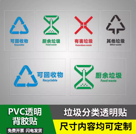 垃圾分类标识透明广告海报标志牌