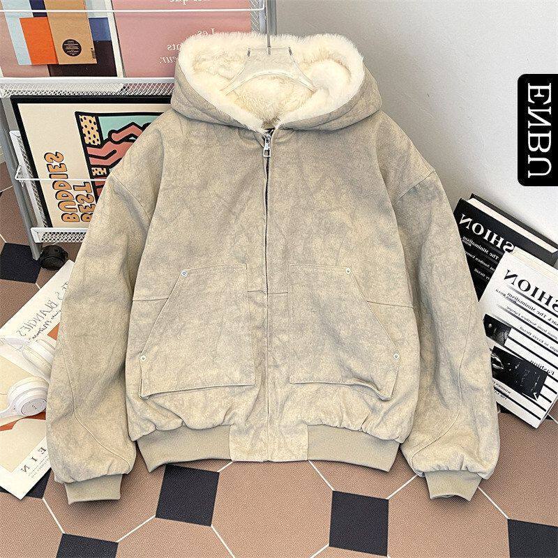 运动棉服连帽冬季加厚美式潮牌